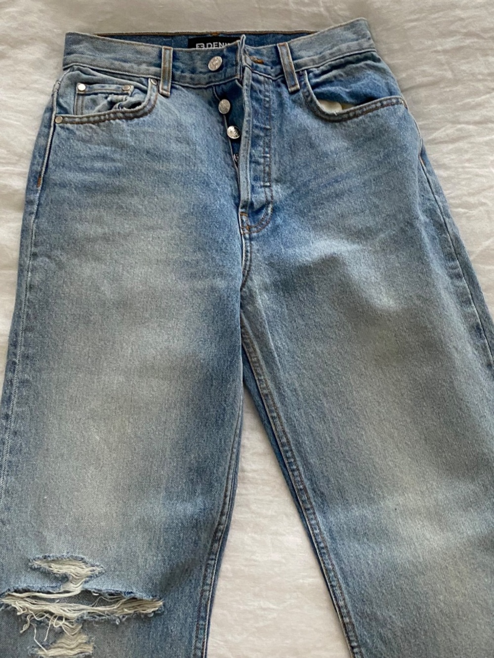EB DENIM Distressed high-rise straight-leg jeans Size 24 - Picture 8 of 9